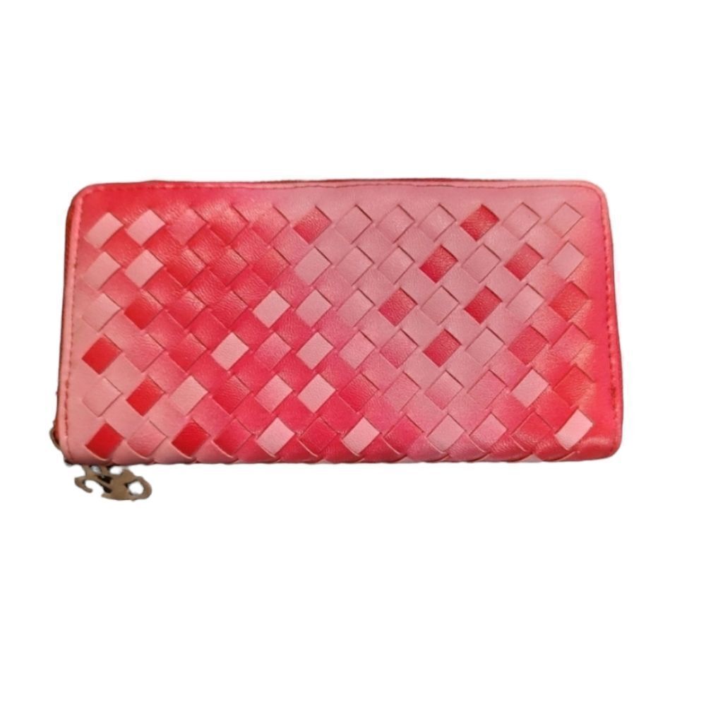 Pink Patterned Wallet with Zip Close